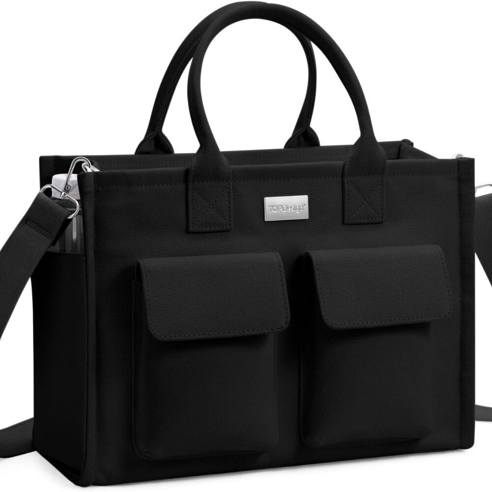 Heavy-Duty Canvas for Women, Crossbody Handbag with 9 Pockets, Everything Tote